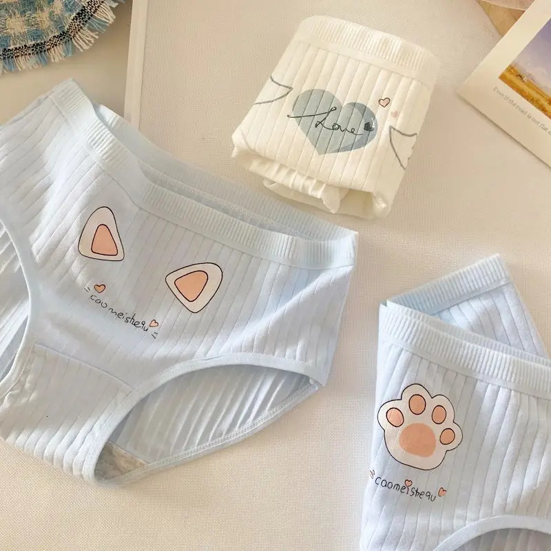 5PCS Girls Cotton Antibacterial Panties Kid Soft Cartoon Briefs 2y Young Child Underwears Student Cute Thin Breathable Knickers 250604