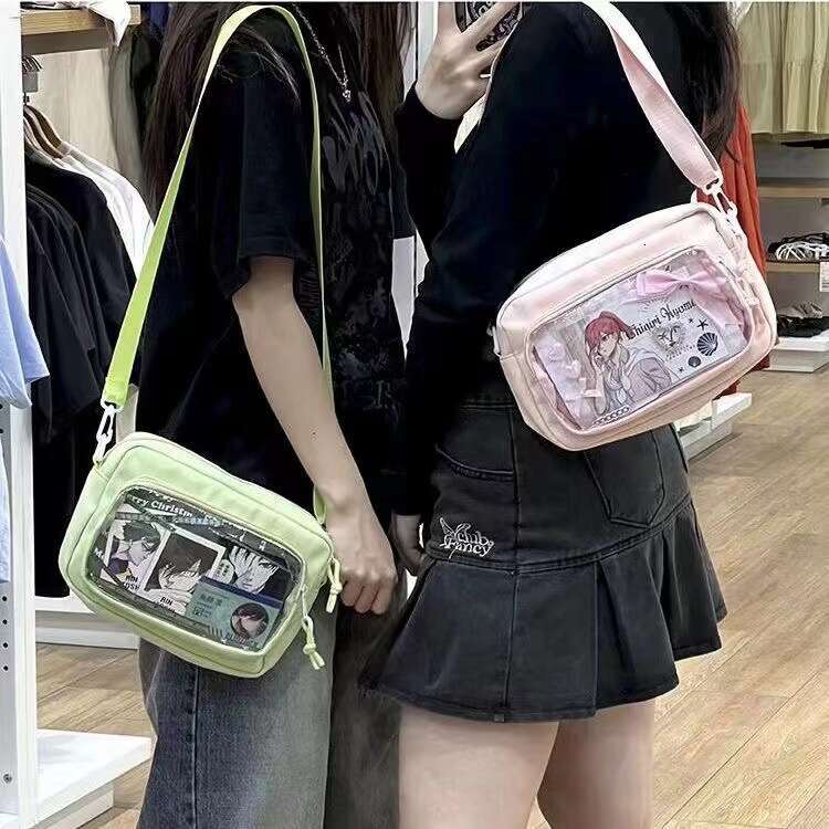 Cute Versatile Handbag Anime JK Transparent Shoulder Crossbody Bag Badge Girl