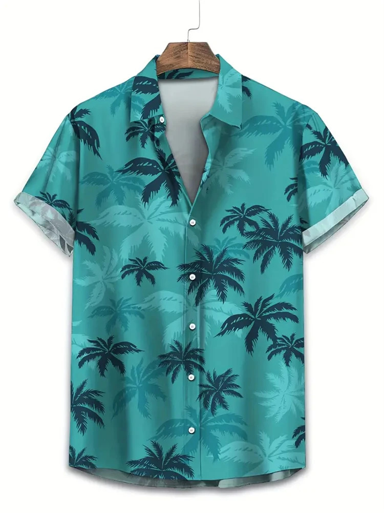 Summer Animal Crane Men Hawaiian Shirt 3D Plant Shirt For Men Flower Print Plus Size Hawaiian Shirts Beach Flower Shirt 5XL 250530