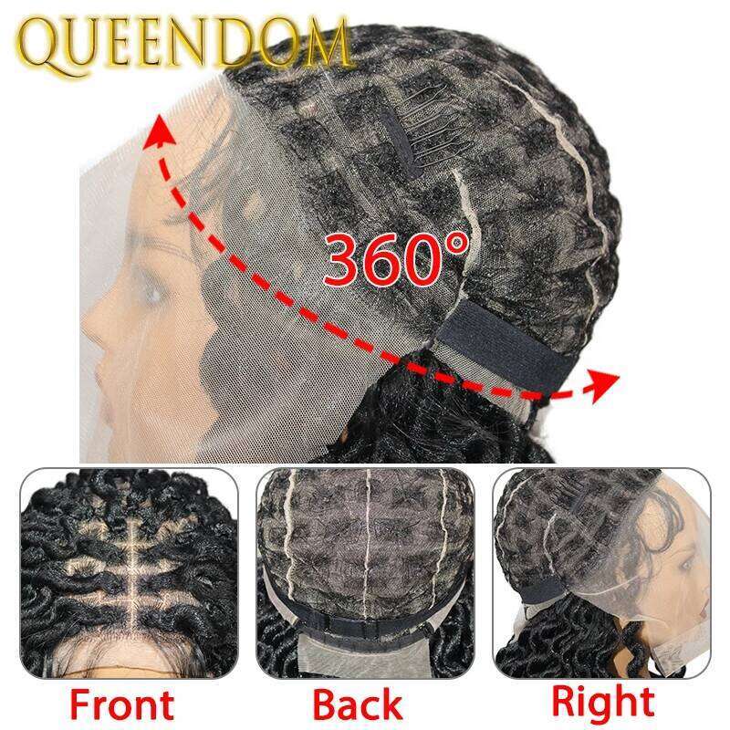 22 Inch Synthetic Jumbo Plaits Braids Full Lace Box Braid Women Goddess Pre-Looped Loose Wavy Passion Twist Braided Wig