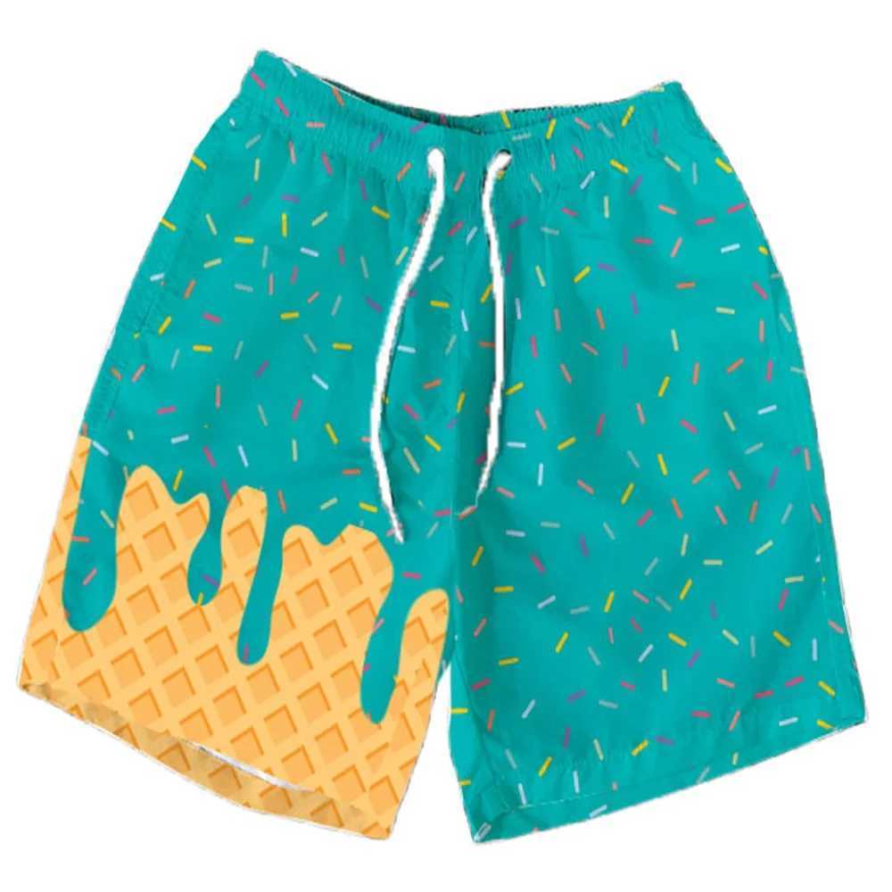 Summer 3D Printed Casual Shorts With Multi-Color Waffle Ice cream Design Parent-Child Beach Pants Fashionable Hot Pants XJ250605