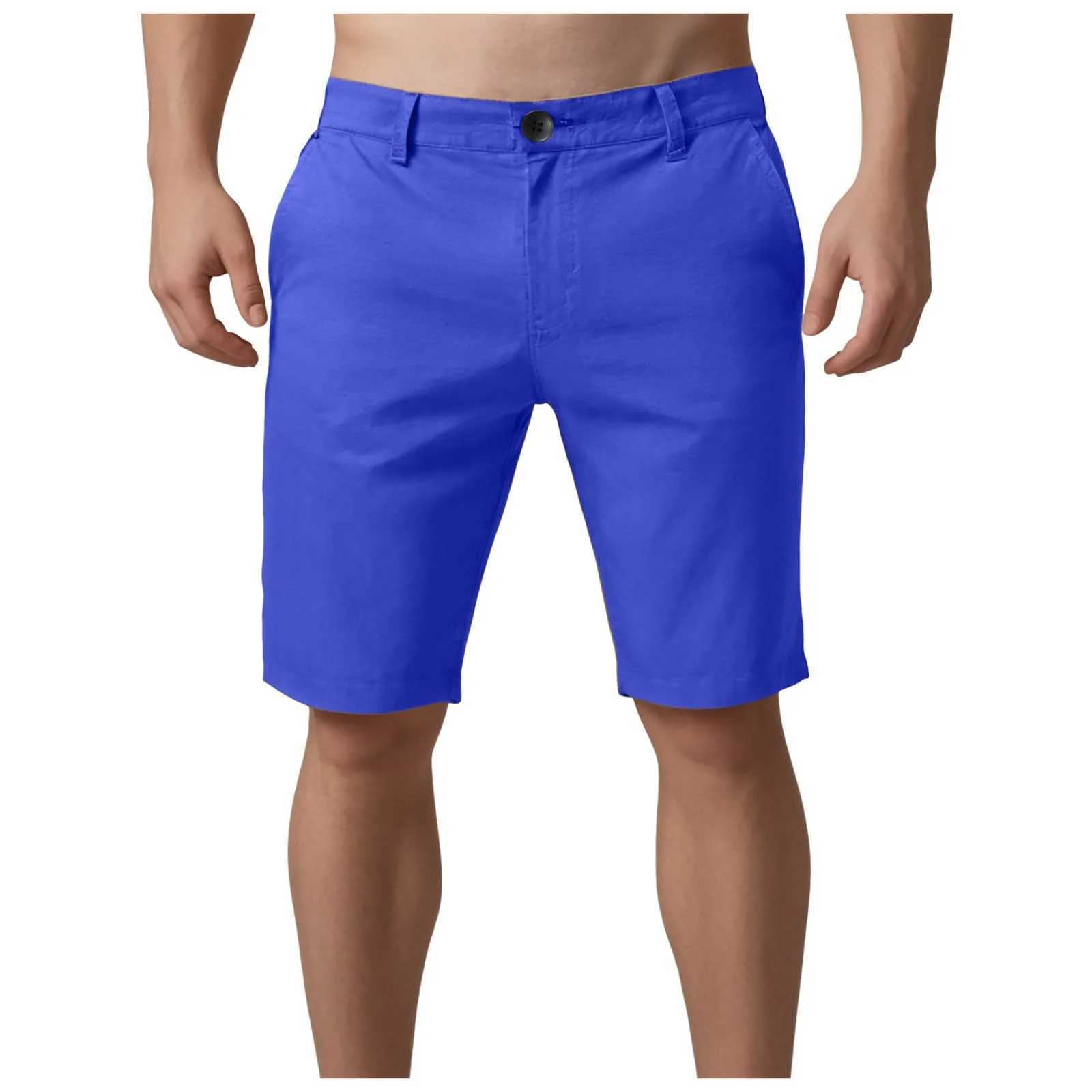 Men Shorts Summer Cotton Middle Waist Male Casual Business Men Shorts 2025 Solid Beach Stretch Chino Classic Fit Short Homme XJ250605