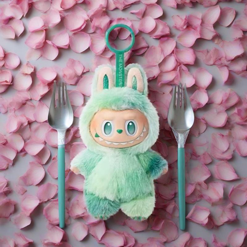 Cute plush rabbit clothing pendant gradient color cartoon keychain big eyes doll backpack jewelry trend handmade