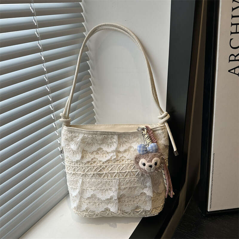 High-End Large Capacity Tote for Women 2025 New Fashion Cute Lace Underarm Commuter Versatile Shoulder Bag