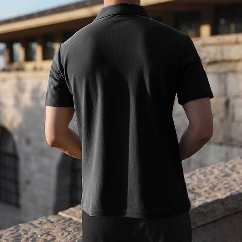 Summer New Mens Clothing Short Sleeve Business Pure Color Polo Shirt Mens Fashion High Elasticity Comfortable Tops Polo XJ250605