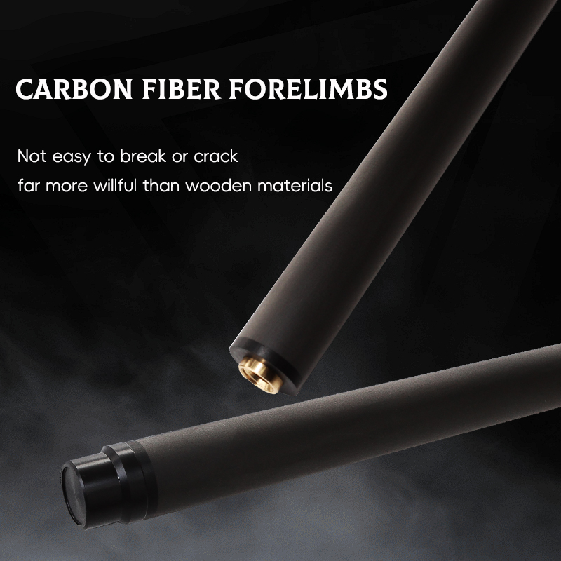 Carbon fiber Shaft Black Technology Billiard Cue Forelimb Bakelite Tip Diameter 12.9mm Foam Filling Uni-loc 3 Tooth Joint for Pool Cue Low Deflection 
