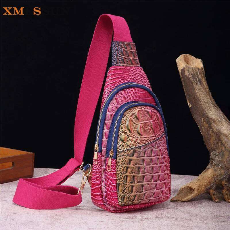 OLOEY XMESSUN New Trendy Crocodile Pattern Chest Bags For Women Fashion Designer Ladies Shoulder Messenger Crossbody Waist Bag