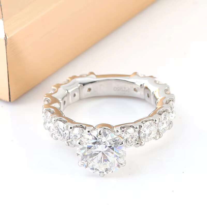 Luxury Jewelry Women Rings Platinum PT950 Ring VVS 3.5ct Lab Moissanite Diamond Ring DEF Round Cut Engagement Wedding