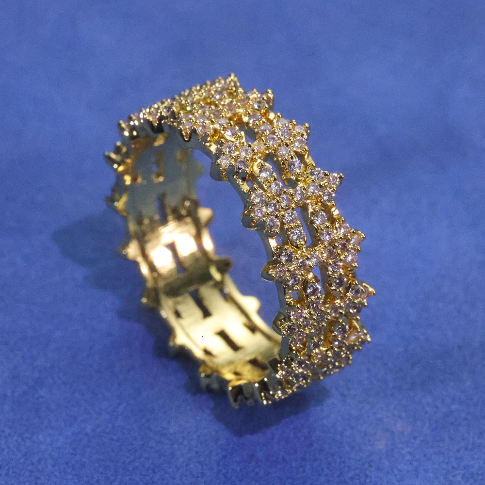 Hip Hop 8mm Micro Paved Full Diamond Ring Personality Trendy Jewelry Accessories Mens Moissanite Ring moissanite