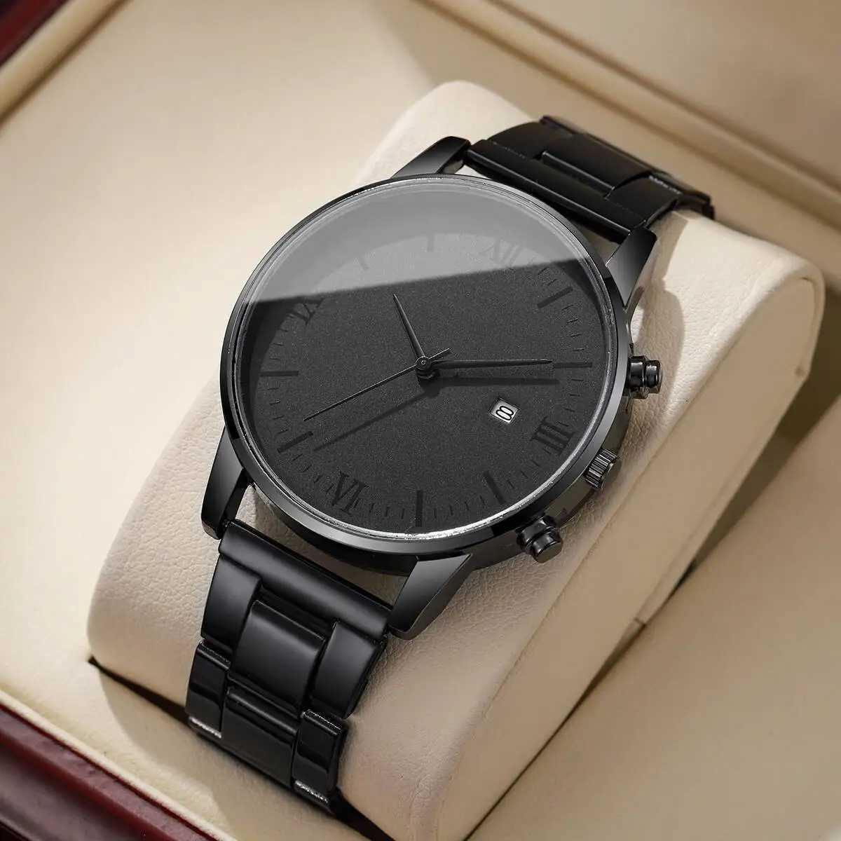 Fashion Men Business Calendar Watches Simple Roma Dial Analog Quartz Watch for Men Clock Reloj HombreWithout Box Y250605