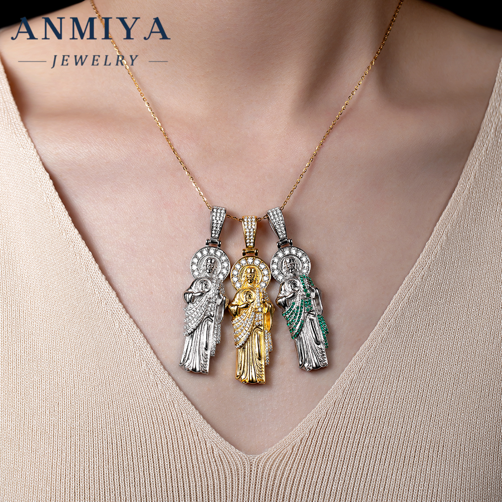 Religious 925 Silver Jewelry Pendant Necklace with Jesus Christ Figure for Christian Gift and Spiritual Wear