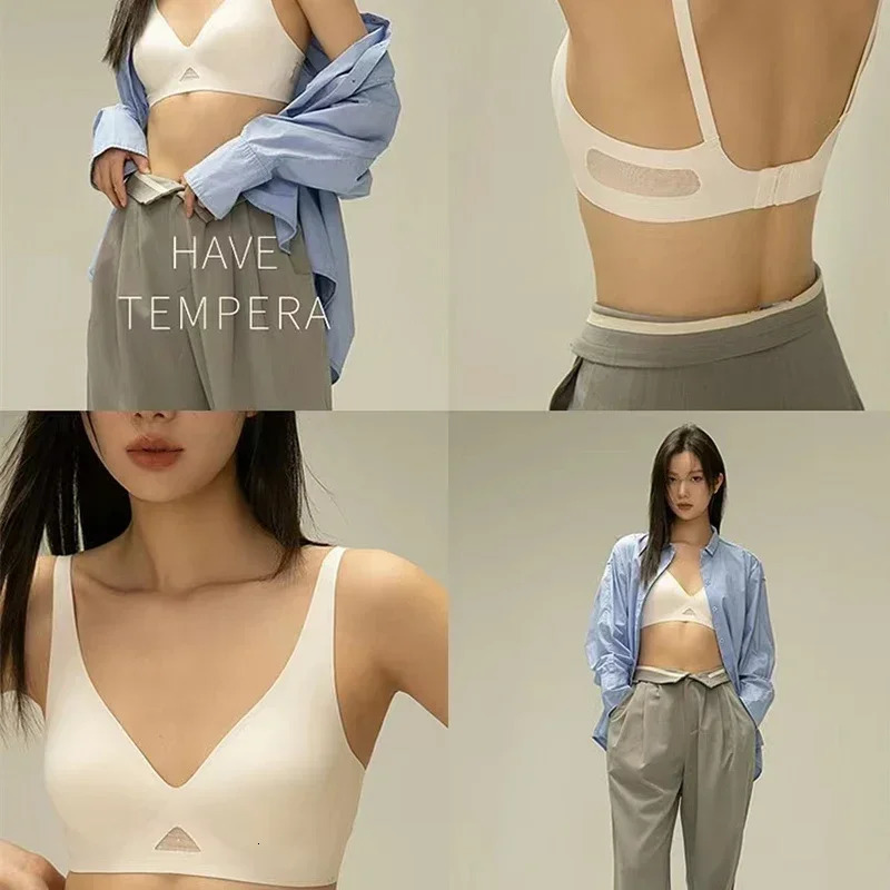 Women Sexy Seamless Bra Hollow Out Ladies Full Cup Adjustable Fashion Solid Underwear Female Soft Breathable Wireless Brassiere 250530