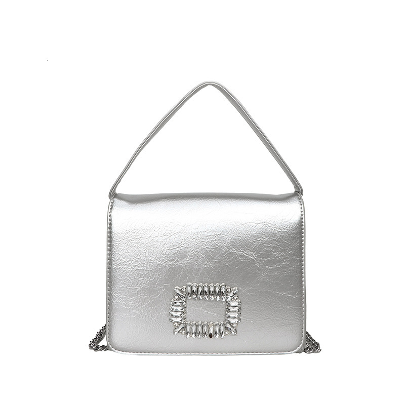 Free Shipping Designer Bag 2025 New Banquet For Women Fashionable And High-end Glass Diamond Small Square Bag Hand-held Women's Bag