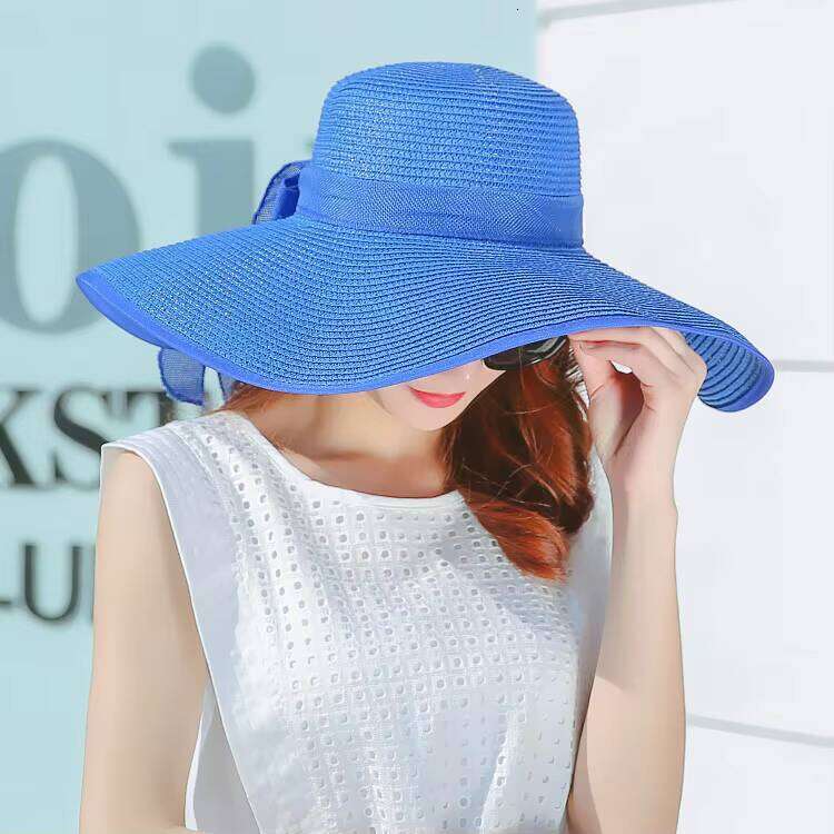Stock Women Paper Large Wide Brim Straw Floppy Summer Sun Fashion Broad Beach Hat