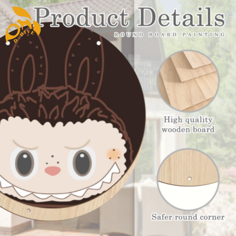 Free shipping new customized Home Decor Decoration Decorative Circular wooden board painting DIY Arts, Crafts & Gifts labubu