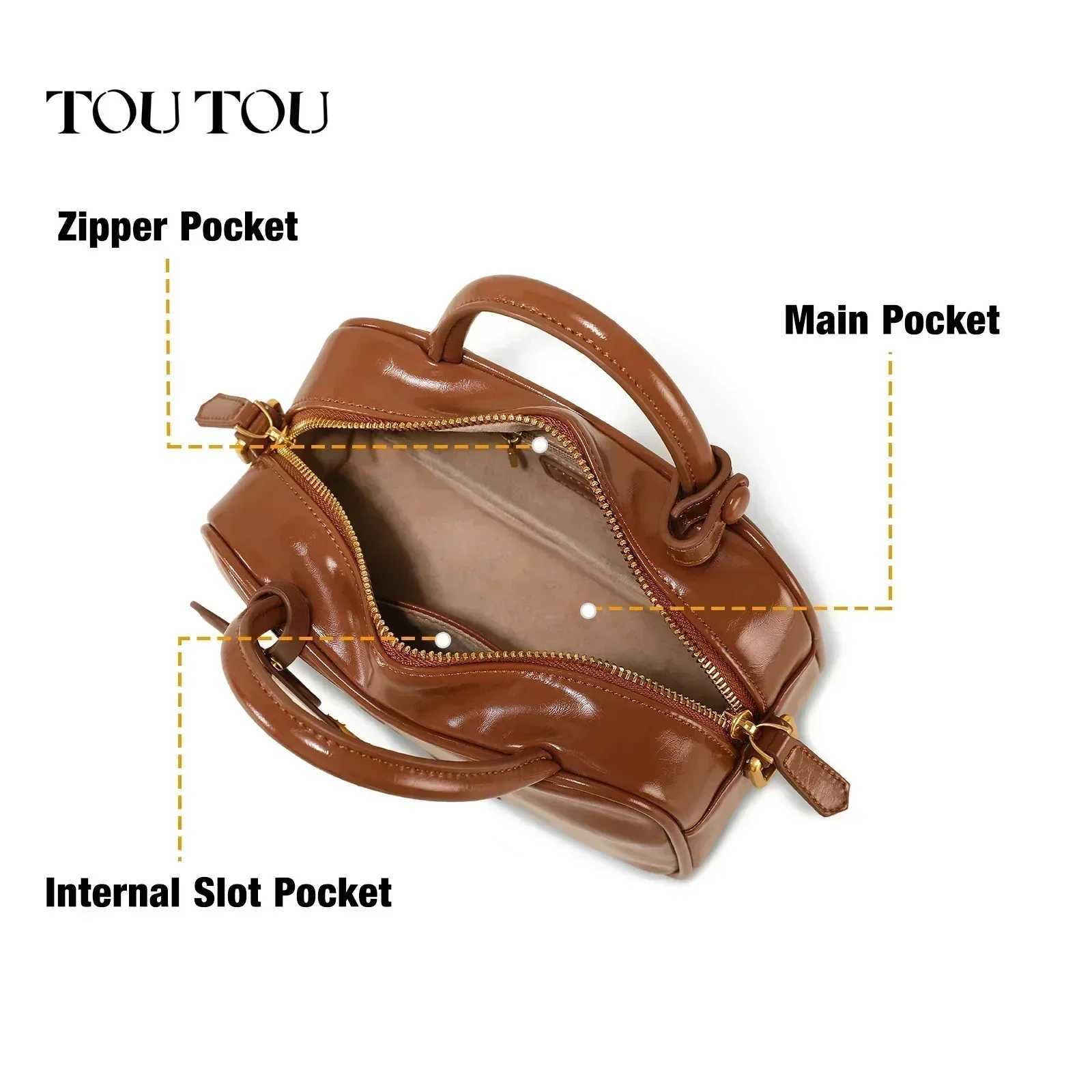 TOUTOU Women Bowling Bag Shoulder Strap Mini Replica Bag Cute Pendant Designer Brand Boston Handbag Crossbody Bag Valentine Gift Y250605