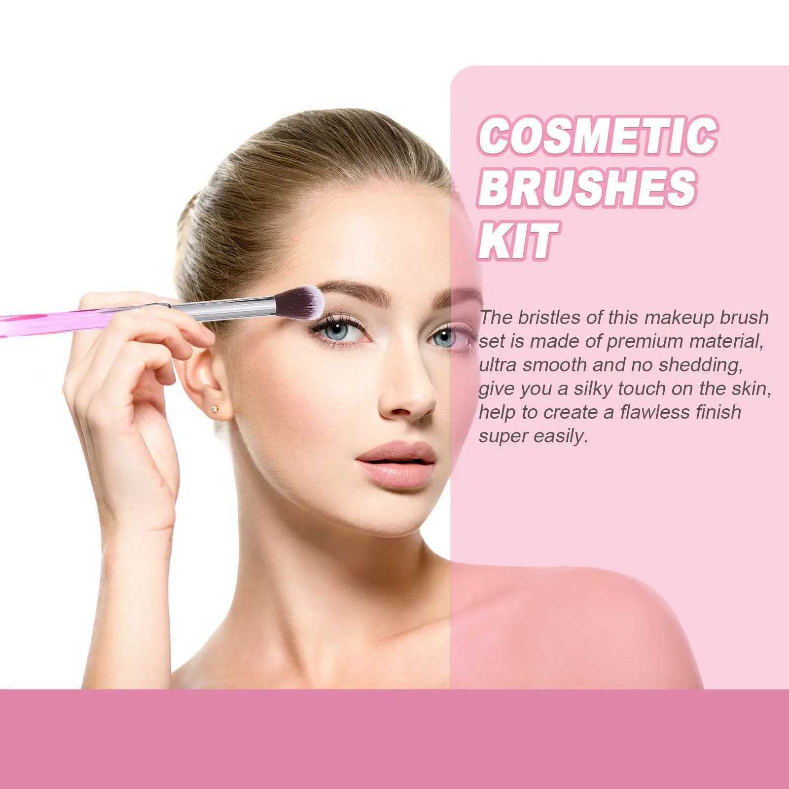 10 Pcs Plastic Handle Makeup Brush Kit for Women B Suit Crystal Fiber Wool Tool Miss Eyeshadow W250605