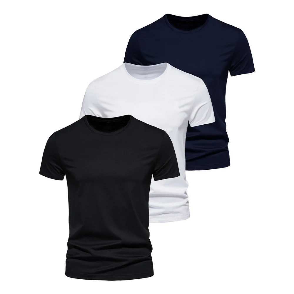 3Pcs Men T-shirt O-neck Fashion Design Slim Fit Soild T-shirts Male Tops Tees Short Sleeve T Shirt For MenC250605