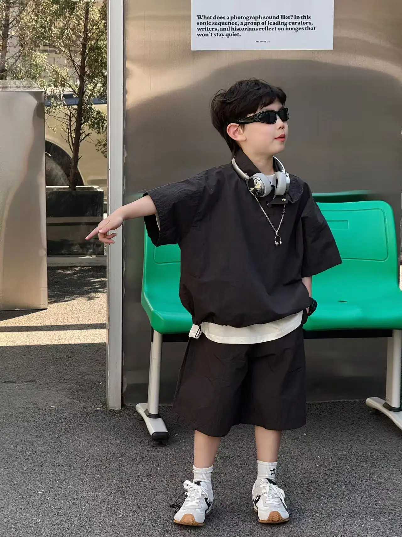 Childrens Clothing Boys Summer 2025 New Handsome Childrens Summer Two Piece Set Thin Boys Trendy Clothes 90-160CM R250605