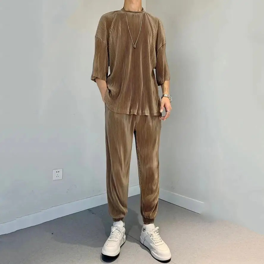 Mens Pants Set Work Wear Jogging Plain Running No Male T Shirt Trousers Sets Sweatpants Jogger Two-piece Essential Elastic 250604