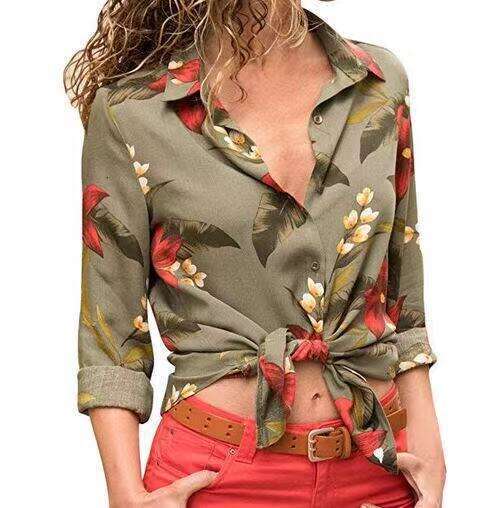 Fashion Slim Fit Striped Print Shirt Women's Wear B5