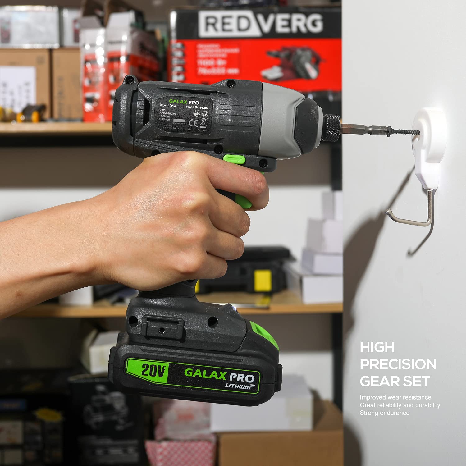 GALAX PRO Cordless Impact Driver 20V, Variable Speed (0-2800RPM),with LED Work Light, 6pcs Screwdriver Bits, 1.3Ah Battery and Charger