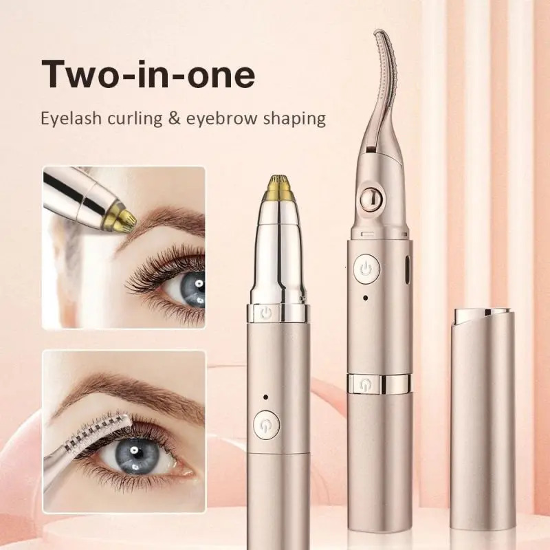 1 heating eyelash curler multifunctional 2-in-1 electric eyelash curler and trimmer eyebrow shaver ear and nose hair trimmer 250604