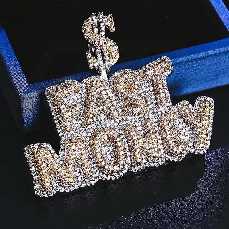 Men's custom 925 silver letter pendant hip hop jewelry moissanite diamond initial pendant