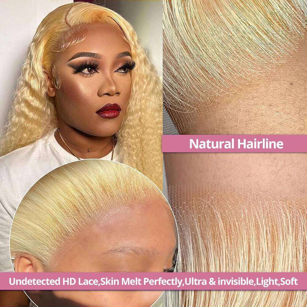 30 40 Inch 613 Honey Blonde Color 13x6 HD Frontal Curly Wigs Deep Wave 13x4 Lace Front Human Hair Wig