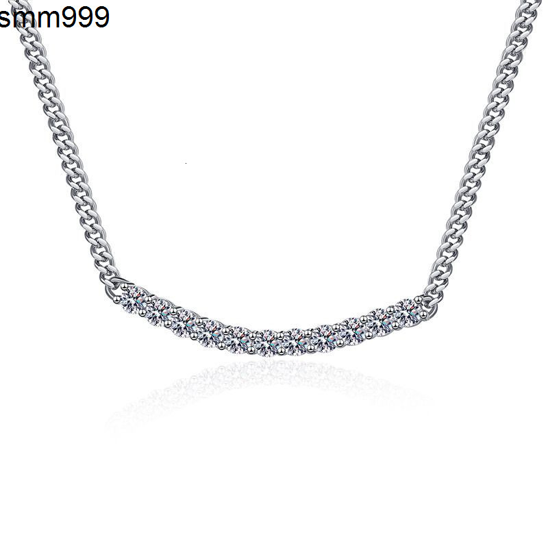 Moissanite Diamond Necklace S925 Sterling Silver Korean Cuban Necklace Female D Cr 2.2 Ct Single Factory Wholesale
