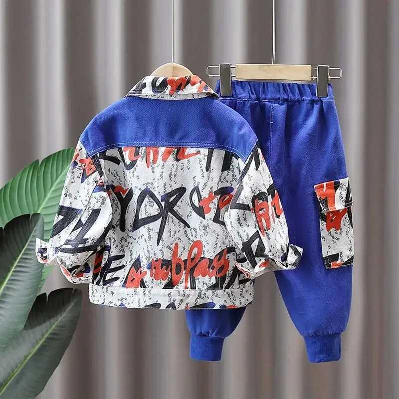 Boys Jacket +Pants Kids Sets Tracksuit 2PCS/Set Printed Spring Autumn Cotton Outfits Jogging Suit Children Clothing R250605