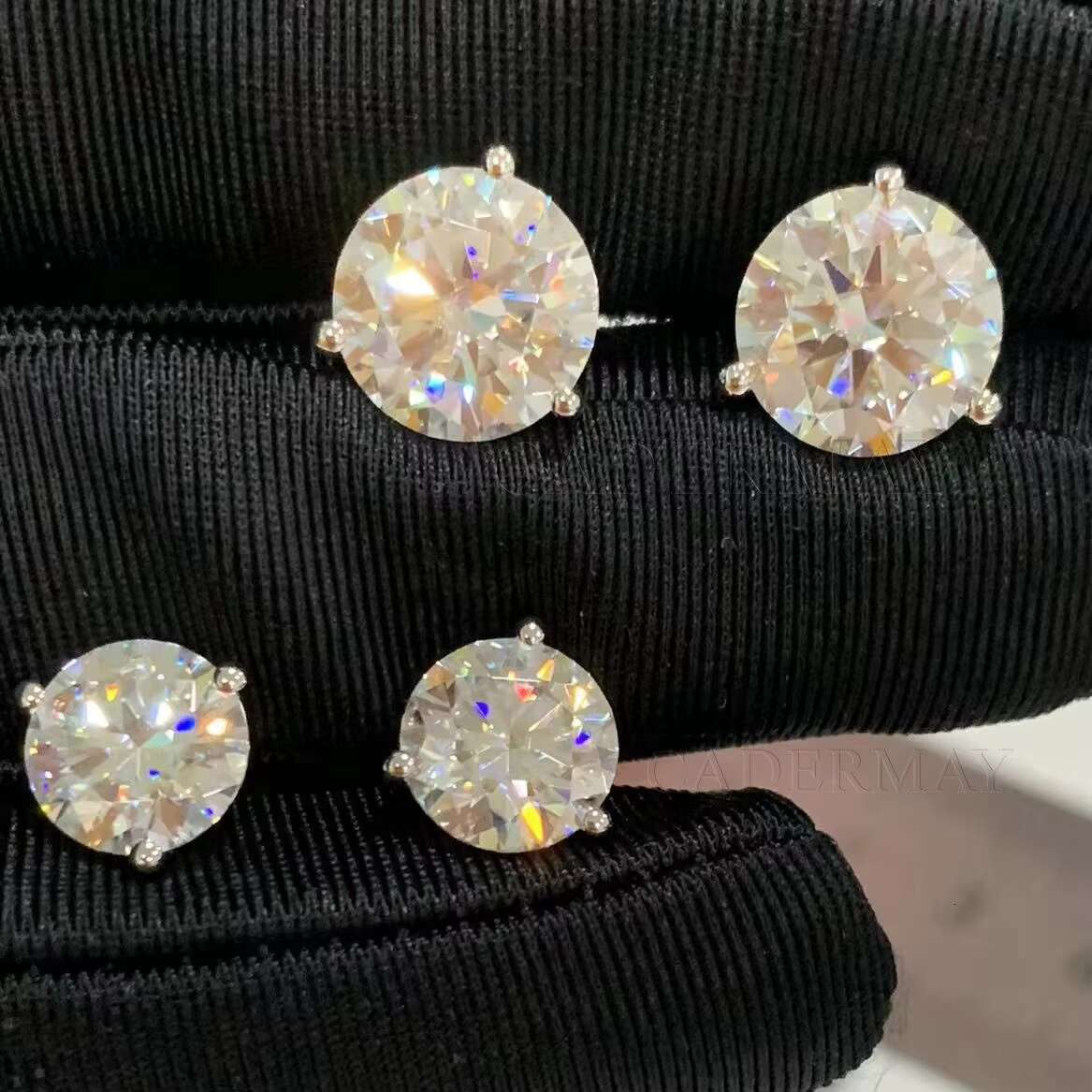 3 Prongs D VVS Moissanite Stud Earrings Pass Diamonds Tester S925 Women Engagement Wedding Jewelry