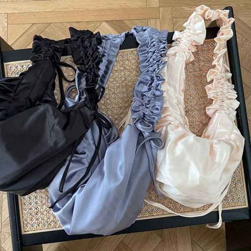 Fi Satins Dumpling Bag Ruched Shoulder Bag Designer Tote Bags for Women Silk Hobo Cloud Crossbody Bags Female Shopper XJ250605