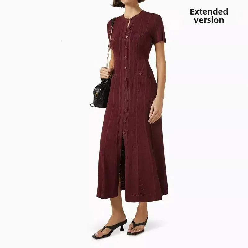 Slim Fit Knitted Dress Hollow out Lace Sleeve Sensation High End Style Small Fragrance Trend Cross Border Arrival 250604