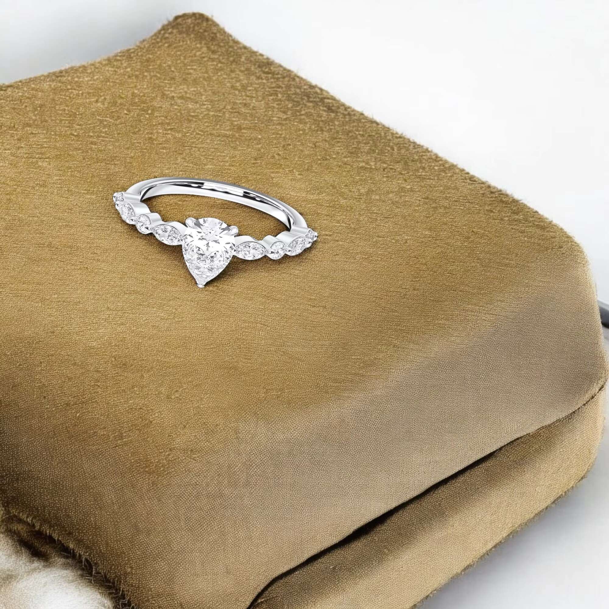 Premium Moissanite Luxury 0.14 Ct Round Cut Eternity Band with Five Stones - Sterling Silver