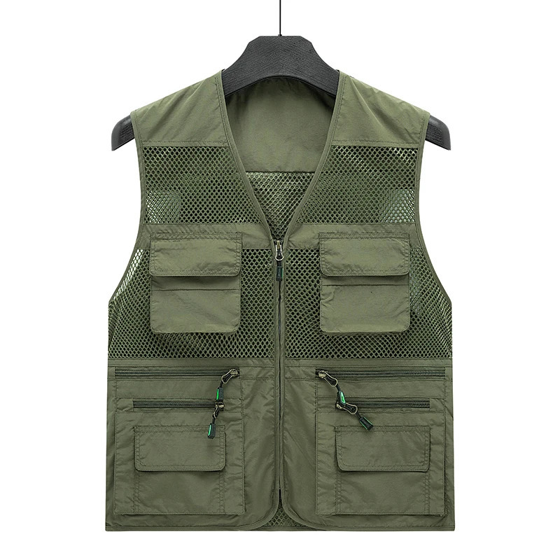 Summer Thin Mesh Vest Outdoor Sportsfor Jackets Bigsize Bomber Sleeveless Casual Tactical Work Wear Camping Fishing Vests 250605Z