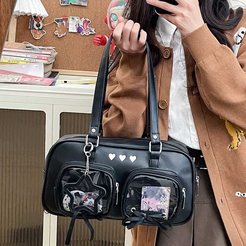 New Niche Design JK Uniform Ulzzang Shoulder Bag for Girls Y2K Carto Handle Bag Womens Bow Harajuku Cute Ita BagXJ250605