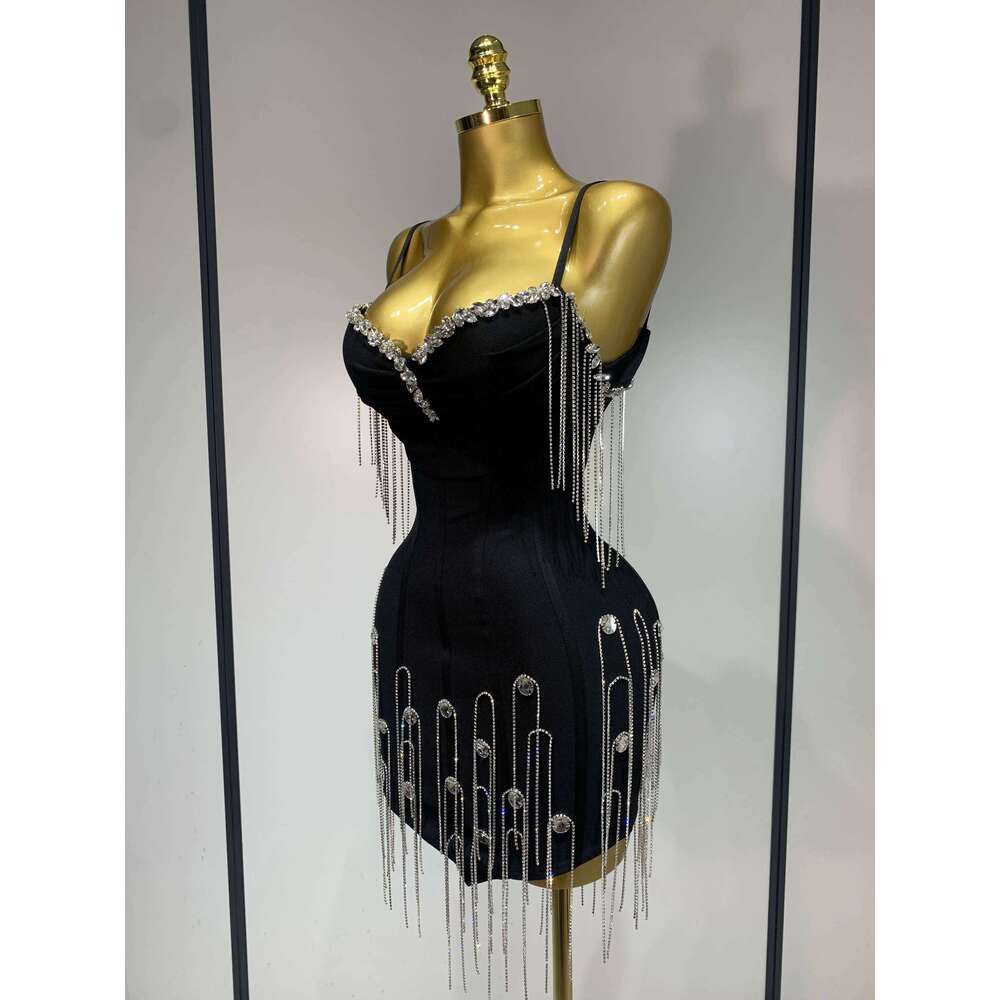 Women Sexy Backless Spaghetti Strap Bodycon Black Sleeveless Bandage Dress Elegant Prom Gown Club Evening Party Birthday Dresses