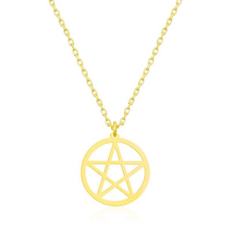 Pentacle Star Necklace For Women Stainless Steel Jewelry Geometric Minimalist Pendant Choker Necklaces For Women XJ250604