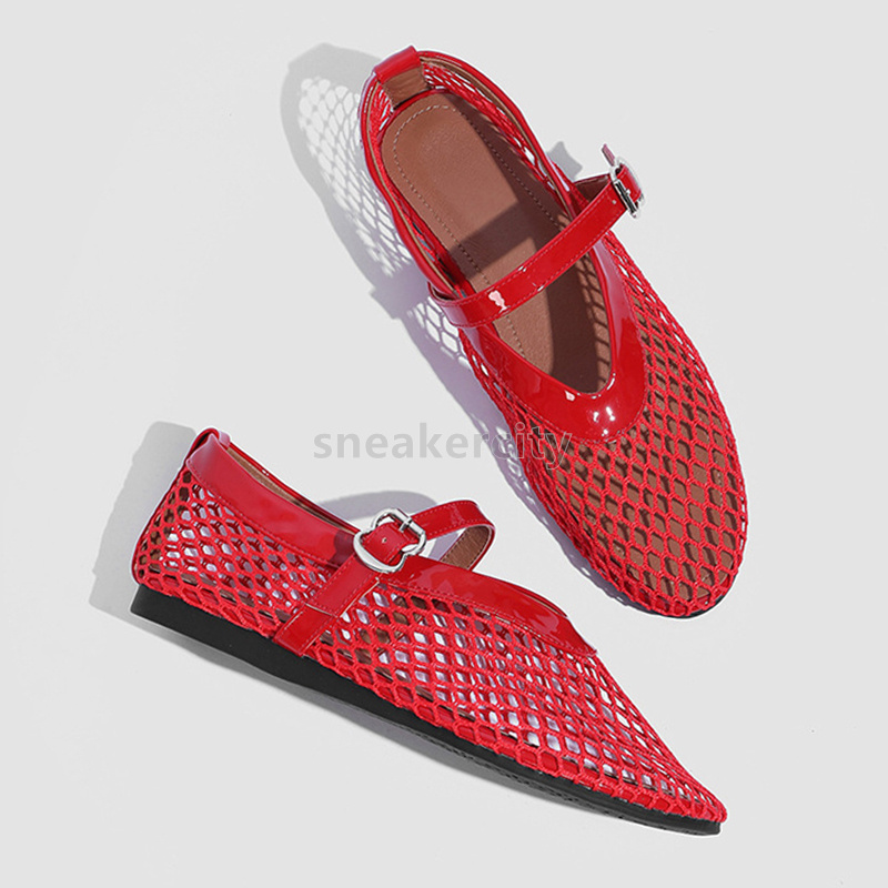 Designer Mesh Hollow ballet flats luxury shoes loafers womens new Light breathable Fishnet Comfort pumps luxury shoes Summer Anti-slip low commuting m