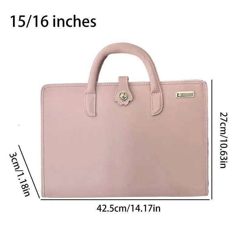 Women's Bags Designer Sleeve Pink PU Leather Laptop Bag With Handle Waterproof Notebook Carrying Case Computer Accessory For Work Travel