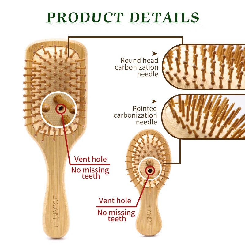 Bamboo Hair Brush Women Styling Hair Comb Hairbrush Wide Teeth Bamboo Combs for Hair Smooth Massage Scalp Brush Barber Comb 250603