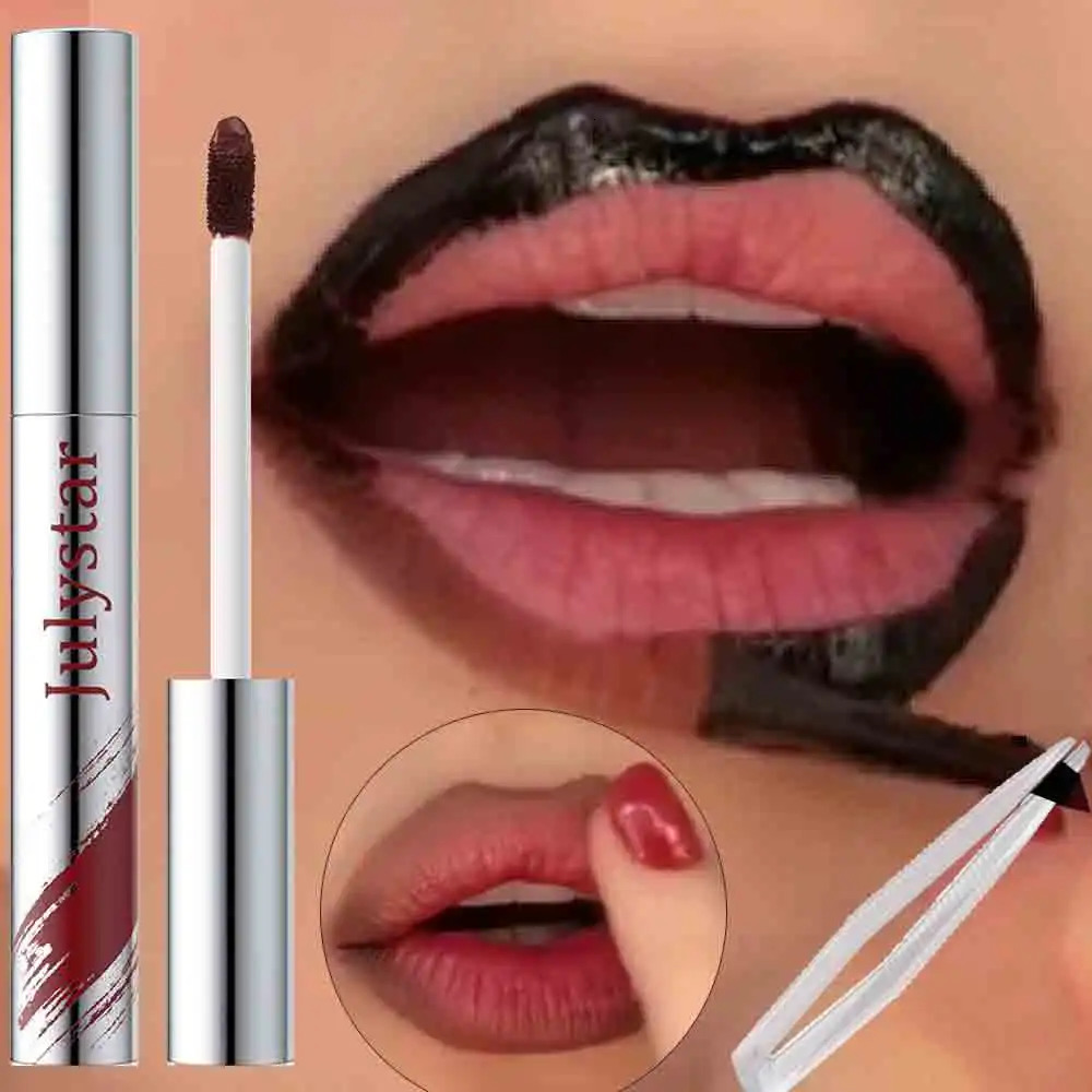 With Tweezers Instant Peel-off Lip Liner Stain Tattoo Lip Gloss Waterproof Tear-off Matte Lips Tint Red Brown Contour Stain 250605