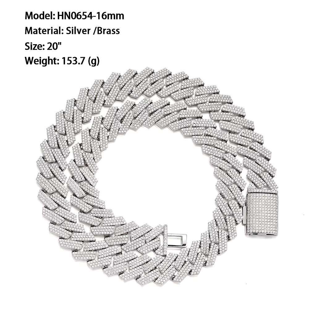 High Quality Hip Hop Micro Pave 8MM Iced Out Vvs Moissanite Diamond Gold Plated 925 Sterling Silver Cuban Link Chain Necklaces