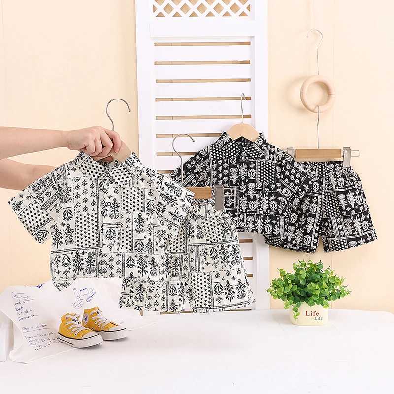 Summer Toddler Boys Girls Clothes Sets Baby Infant Casual Print Outfits T-shirt+Shorts 2PCS Kids Fashion Infant Boys Clothing R250606