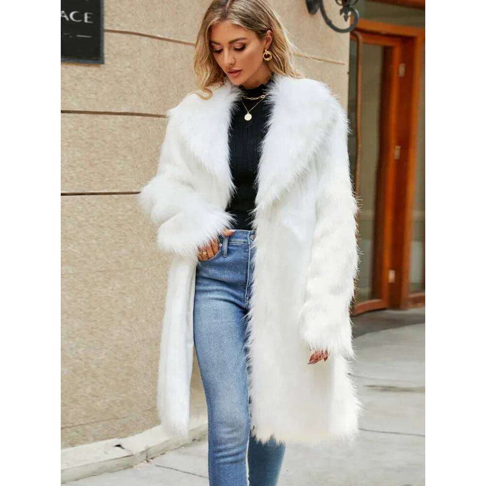 Warm Faux Fox Fur Coat Winter Jackets Leisure Long Jacket Windbreaker Women Thick Fluffy Bontjas Outerwear