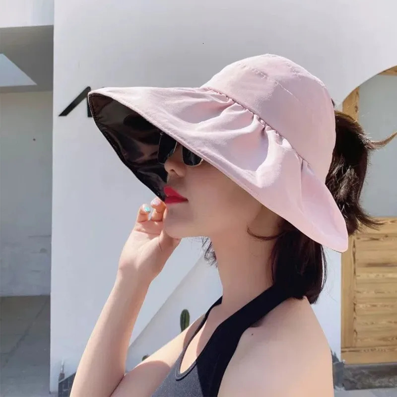 2025 Summer Travel Sunshade Sunblock Hat Large Eaves Anti-UV Temperament All Empty Top Hats Tidal Sun Hat Childrens Straw Cap 250603