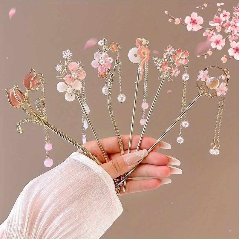 1pc Romantic Chinese Style Hair Accessory Alloy Jewelry Womens Needle Suitable for Daily Wear Gifts Girls Fashion Hairpin y250519