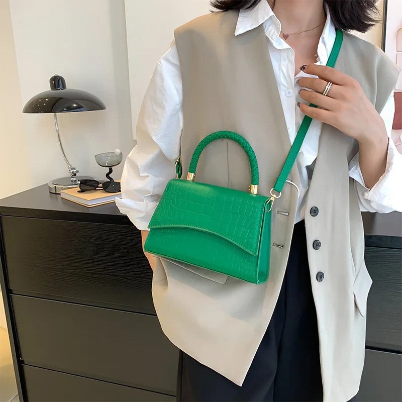 Solid Color Pu Leather Shoulder Bag Fashion Small Handbag Top Handle Bags For Women Pattern Crossbody Bags Purse 250530