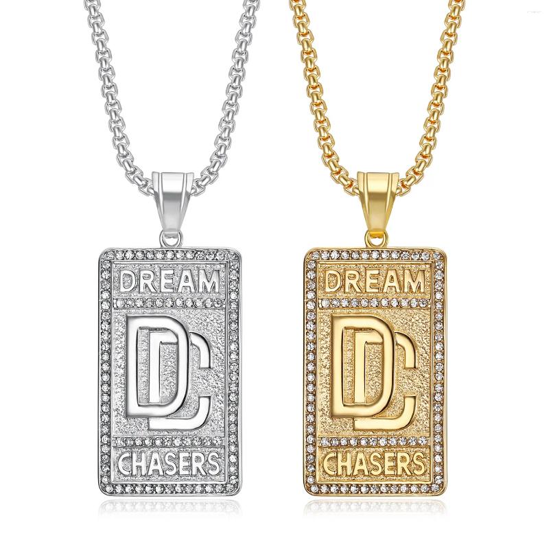 Pendant Necklaces Men's Dream Chasers Zircon Necklace Stainless Steel Bold Chain Hip-hop Punk For Party